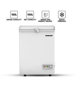 NIKAI 150L Gross / 100L Net, Single Door Chest Freezer With Storage Basket, High Energy Efficiency Cooling System, Adjustable Temperature, Child Lock, Silent Operation, Ideal For Home And Restaurants 150 L 342 kW NCF150N7 White