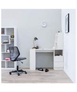 DANUBE HOME Thalana Computer Table Office Desk Workstation With Cabinet Modern PC Laptop Gaming Table Wooden Study Table For Home Office L 120 x W 45 x H 135 cm White - Image 2