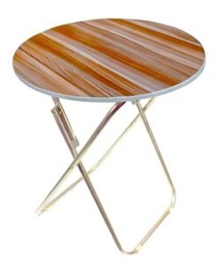 Multipurpose Folding Wooden Table with Aluminum Frame 70x70 cm Round