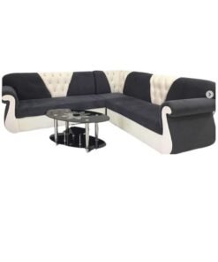 Maharat Al Bahar L Shape Mab Sofa Set 5 Seater Black/Beige-250X80X80