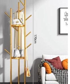 Alternative view of RATSAW Clothes Hanger and Rack with a Modern and Elegant Design Coat Racks Freestanding Coat Hanger Stand Hall Tree Coat Rack for Hanging Hats ScarvesBags Modern Coat Rack with Double Shelves Corner Coat Rack, 9 Hooks - Golden Colour