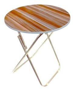 Multipurpose Folding Wooden Table with Aluminum Frame 60x60 cm Round