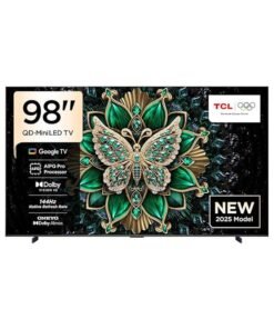 TCL Television 98 Inch Smart TV 4K QD-Mini LED Gaming Google TV, 144Hz Native Refresh Rate, Precise Dimming Series Up to 512 Zones, Matte HVA Panel, AiPQ Pro Processor, Ultra Slim Design 98C6K (2025 Model) 98C6K black