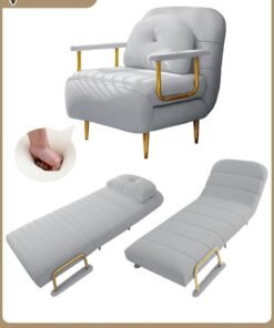 ROCKCAMEL 3-In-1 Armchair Sofa With Angle Adjustment, Convertible Sofa Bed And Leisure Recliner, Skin-Friendly Flannel Fabric, Suitable For Home And Office, Free Cloud Pillow, Can Lie down, Sit Or Sleep, Multifunctional Backrest Sofa Seat 65cm