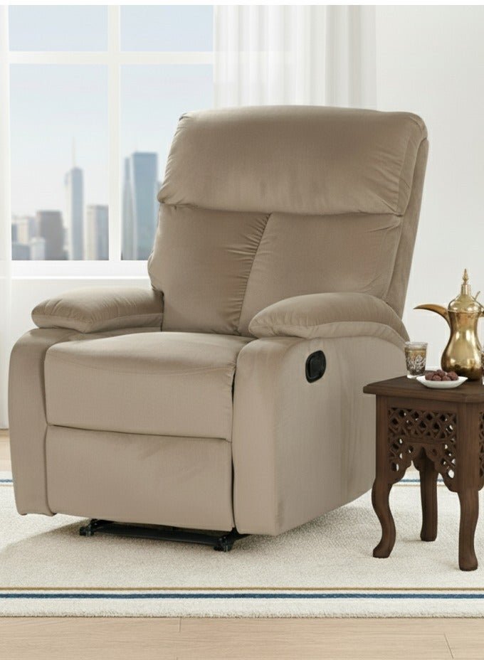 Royaloak Cooper Fabric 1-Seater Recliner, Fabric Upholstery, High Backrest, Tufting Design, Pillow Top Armrest, Pocket Springs for Extra Comfort, Sturdy Footrest, Heavy Duty Metal Support, Recliner