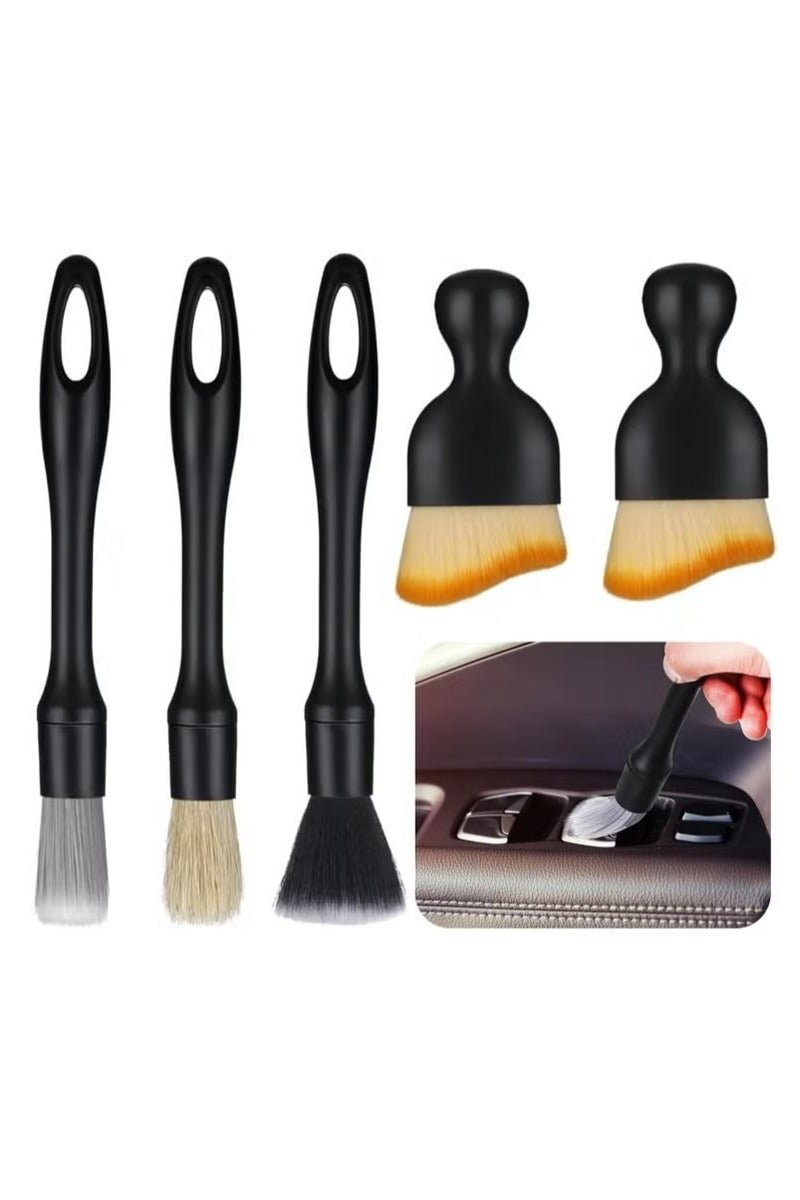 Pack of 5 Car Detailing Brush, Cleaning Brush, Car Interior Cleaning Soft Brush, Soft Bristles Detailing Brush, Dust Clean Brushes, No Scratches, for Car Interior and Car Care