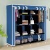 GTC 12 Shelves Fancy Layer Collapsible Blue Wardrobe Portable Almirah Foldable Racks for Clothes Cupboard Cloth Plastic Frame Organizer (88370)