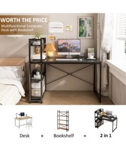 FAMAPY 4-layer Bookshelf Storage Study Desk Reversible Storage Layer  Office Table for home office, Computer desk for workstation - Image 3