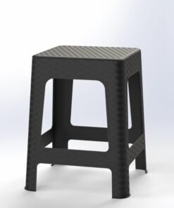 Marcolo Plastic Stool with Rattan Design – Lightweight, Weather & UV Resistant (Black, 36×36×45 cm)