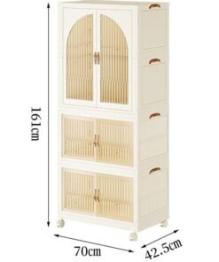 NKX 3 Layers Stylish Multi-Functional Storage Cabinet & Children's Wardrobe include 10 piece Cloth Hanger