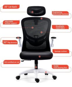 Alternative view of JCB CHIC Office Chair Ergonomic Desk Chair, High Back Gaming Chair, Big and Tall Reclining chair Comfy Home Office Desk Chair Lumbar Support Breathable Mesh Computer Chair Adjustable Armrests