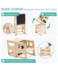 XiuWoo Toddler Standing Tower Toddler 4 in 1 Kitchen Stool Helper, Collapsible Kids Step Stool, Child Standing Tower for Toddlers 1-3 with Safety Rails - Image 3