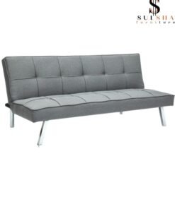 SULSHA Sofa Bed Living Room Fabric Sofa Bed Chrome Legs Three Seat Sofa Bed Modern Design Living Room Sofa  Grey color