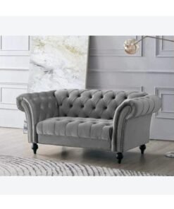 Wooden Twist Modern Chesterfield 2 Seater Sofa ( Grey )