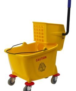 Mop Bucket & Side-Press Wringer | 360-Degree Rotating Swivel Wheels | Large Water Chamber | Suitable For Restaurants, Offices, Halls, Communal Spaces, Hotels, & Homes | 32 Liters | Yellow