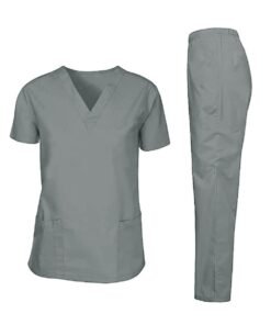 Rannah's Uniform Scrubs Medical Uniform Unisex Top and Pants Grey Nurse Suit Set