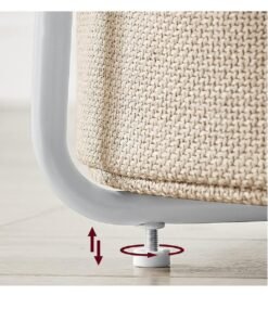 Joyelink Small Round Nightstand with Fabric Basket, Modern Minimalist White Table, 48 cm x 8 cm x 60 cm, Living Room, Bedroom - Image 4