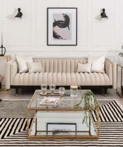 FSH Furniture Three Seater Sofa Beige 230x90x75 cm