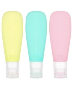 CRAFTISAN Silicone Travel Bottles Toiletries TSA Approved Travel Size Containers Set 3 Pack Portable Leak Proof Refillable Cosmetic Squeeze Bottles Shampoo Hair Conditioner Body Lotion Bath Shower Gel