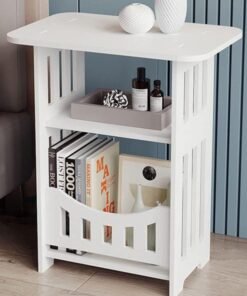 TPGP End Table, Cute Nightstands Small Tables for Small Spaces, White Coffee Bedside Storage Shelf for Office, Living Room, Bedroom - Image 4