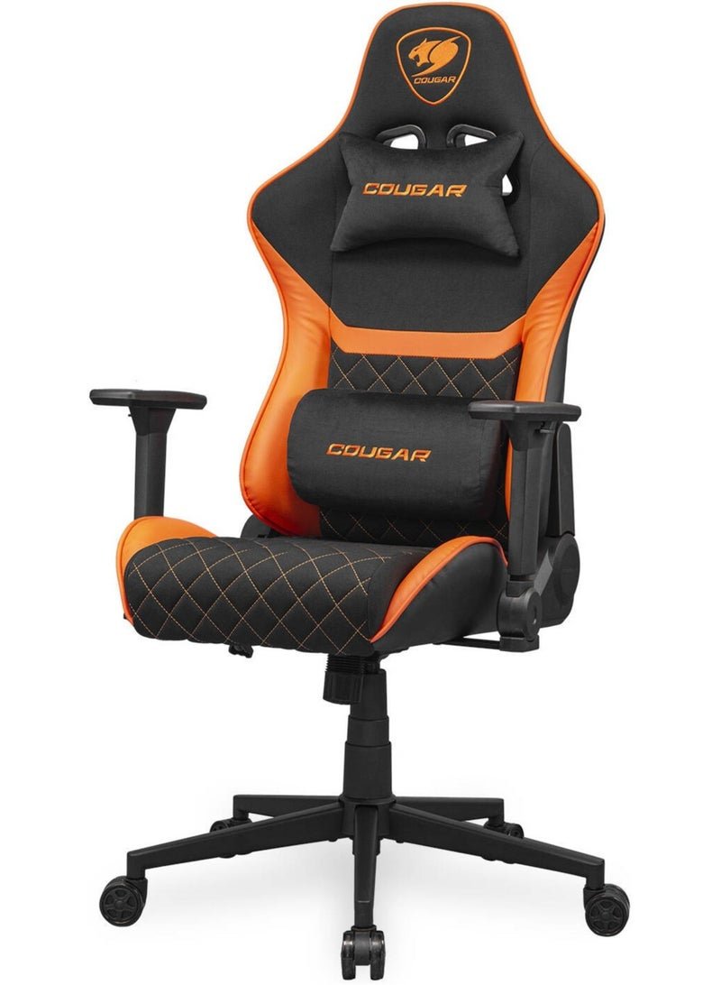 Cougar Armor One V2 F Gaming Chair, Woven Fabric Surface, 4D Folding Armrests, 155° Reclining, Piston Lift Height Adjustment, Up to 12kg Weight Support, Black / Orange | 3MA2FORB.0001 - Image 2