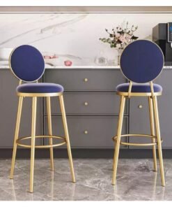 Nordic Bar Chair Light Luxury Home Island Table Gold Bar Stool Modern Minimalist High Chair Bar Chair Back Bar Stool, 1 Pc