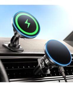 X-level 2 in1 Magnetic Phone Holder for Car,15W Magnetic Wireless Car Charger,Air Vent Friendly Hook, Strong Magnet,One-hand Operation, 360° Rotate, for Galaxy S25/S24 Ultra/iPhone 16/15 Pro Max/MagSafe Case Black