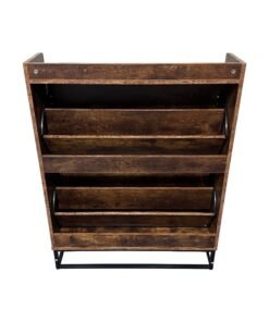 Alternative view of Migue home Rattan Shoe Storage Cabinet with 2 Shelves, Space - Saving, perfect for Entryway - Size 101.5cm x 78.5cm x 23.5cm in Dark Brown Wood