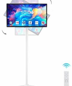 OTTAL New Model 24 Inch Rolling Smart TV with 1080P Touch Screen | Android 13 OS | MTK 8-core CPU | 6G+128G Storage | Built-in 13MP Camera | Remote Voice Control | Full Rotation Portable TV on Wheels，Stand by Me