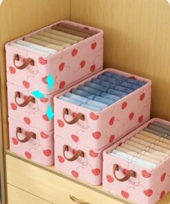 DUNISO 3 Pcs Wardrobe Clothes Organizer, Drawer Organizers，Foldable Closet Organizer Bins，Moisture and Mold Prevention，with Handles，for Shirts, Toys，T-Shirts, Kids Jeans, Scarves, And Baby Clothes,47*28*20cm