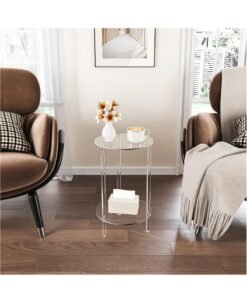 Alternative view of XiuWoo Acrylic Detachable End Table, Round Acrylic Coffee Table, 2 Tier Multifuntional Clear Nightstand End Table for Small Spaces, Detachable Beside Table for Living Room, Bedroom, Study Room