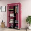 Maison & Cuisine ® 4+2 Layer Collapsible Wardrobe for Clothes with 6 Shelves, 2 Side Pocket and 1 Hanger (Non Woven Febric and Metal Rod, 84x42.5x166cm)(Maroon,7800-1)