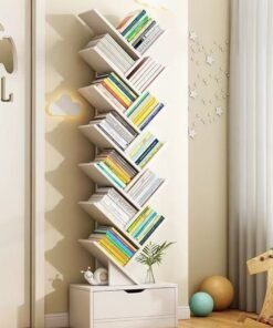 Alternative view of CozyNest Tree-Shaped Wooden Bookshelf, Multi Tier Floor Standing Bookcase Storage Organizer Open Shelf Book Rack for Living Room Study Office Bedroom Decorative Wood Furniture for Books Kids Home Library Plants Small Decor
