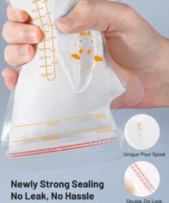 Alternative view of Bebiland 55Pcs Disposable Breastmilk Storage Bags - Dubble Zipper, 250ML Self Standing, Leak-Proof Freezer Pouches