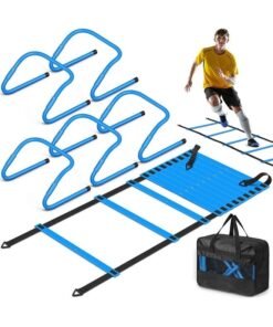 WALALLA Speed and Agility Training Equipment: 5 Adjustable Agility Hurdles. 600cm Agility Ladder, Soccer Training Equipment Set for Kids Youth Adults
