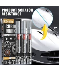 RAYHONG Chrome Marker - Permanent Mirror Chrome Pens, Chrome Paint Pens for Plastic, Metal, Model Painting, Touch Up & Repair Kit, Set of 3 Tips  - Silver