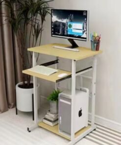 Raffine Portable Standing Desk Small Desk For Small Spaces Laptop Computer Desk with Layer Storage Rack for Home Office 60 x 40 x 75 Centimeter