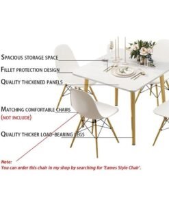 Alternative view of Modern Dining Table Eames Table Simple Wooden Small Square Table for Small Space Like Home Living Room Office Meeting Room Kitchen Lounging and Cafeterias