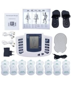 Electric Tens Muscle Stimulator Digital Therapy Full Body Massage Relax Pulse EMS Acupuncture Machine with 16 Pads and Slippers