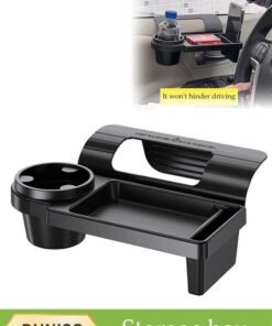DUNISO Car Window Storage Tray, Multifunctional Car Storage Box With Cup Holder, Portable Car Cup Holder, Door Side Hanging Storage Rack,Durable And Sturdy, Not Easily Deformed，Used For Storing Mobile Phones, Keys, Cups, Earphone，Black