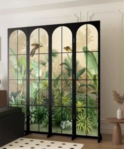 Merry Moments Room Divider Stunning Screen Hinged Panels 4 Panel Foldable Panel Screen Movable Partition Privacy Separator Wall Furniture Indoor Bedroom Double Sided Print Office Size: H180cm x W160 cm