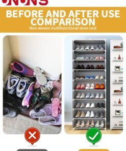 UNUNS Shoe Rack Cabinet,10 Tiers Shoe Rack Storage Box For 27 Pairs,Foldable Shoes Organizer Cover,Shoe Cover Rack,Portable Shoe Storage Cabinet 58X158 Cm - Image 3