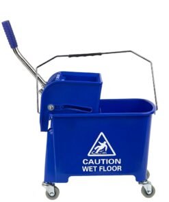 Mop Bucket & Wringer | 360-Degree Rotating Swivel Wheels | Double-Chambered | Suitable For Restaurants, Offices, Halls, Communal Spaces, Hotels, & Homes | 20 Liter Capacity | Blue