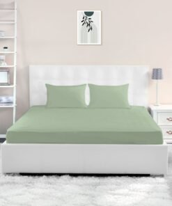Noon East King Size Fitted Sheet | Soft 400TC Sateen Cotton Material | Light Green Desert Sage Color | 1 Fitted Sheet 180 X 200 Cm With 40 Cm Deep Pocket| Suitable For King Size Mattress