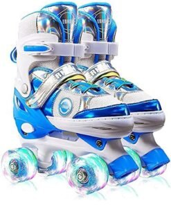 LIMOS Roller Skates for Kids Adjustable with All Wheels Light up Fun for Girls and Kids(Blue)