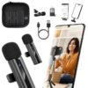 ARNOTEC Wireless 2-in-1 Lavalier Microphone – Dual Wireless Clip-on Mic with Noise Reduction, Reverb Effect, Plug & Play, Compatible with iPhone, Android (Type-C & Lightning), Video Recording, Live Streaming, Interviews