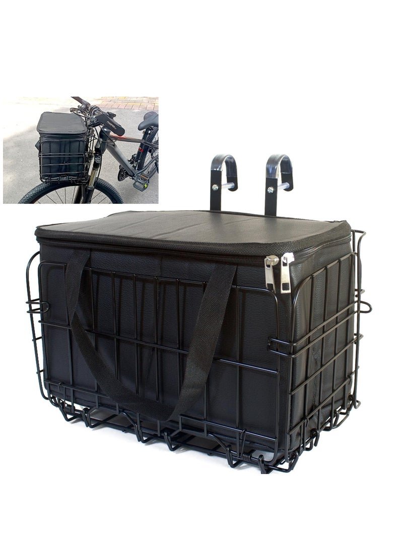 DUNISO Bike Basket With Foldable Design, Large Capacity, Easy Install, Waterproof Inner Bag, Black 13.3x7.8x8.6 in