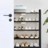UNUNS 5 Tiers Metal Shoe Rack,Adjustable Shoe Shelf Storage Organizer,Stackable Shoe Storage,For Entryway,Hallway,Living Room,Closet,Black