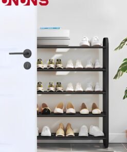 UNUNS 5 Tiers Metal Shoe Rack,Adjustable Shoe Shelf Storage Organizer,Stackable Shoe Storage,For Entryway,Hallway,Living Room,Closet,Black