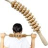 Arabest Curved Wooden Massage Roller, Multi-Functional Body Roller for Waist and Thigh, Wooden Massager Handheld Roller for Cellulite Reduction and Muscle Tension